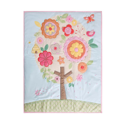 CribMATE Embroidery Flower Nursery Crib Comforter Blanket