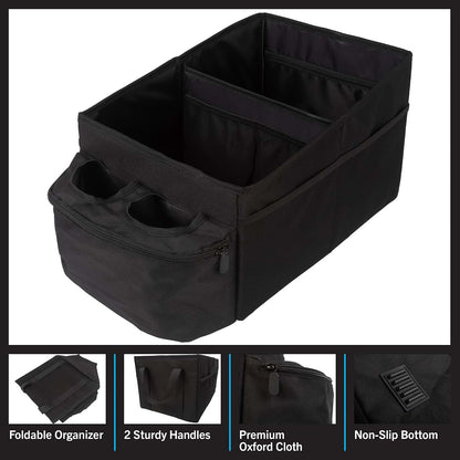 Stalwart Backseat Car Organizer with 2 Cupholders, Collapsible Storage Caddy