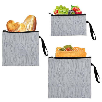 Yoogain Vintage Grain Grey Reusable Sandwich Snack Bags - 3 Piece Set