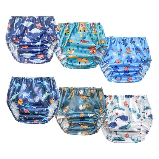 BISENKID 6 Packs Waterproof Rubber Training Pants for Toddlers Potty Training Pants & Good Elastic and Breathable