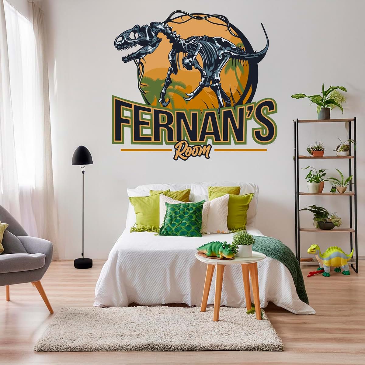 AdesiivoStudio Custom Name Dinosaur Wall Decal With T-Rex Design