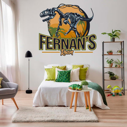 AdesiivoStudio Custom Name Dinosaur Wall Decal With T-Rex Design