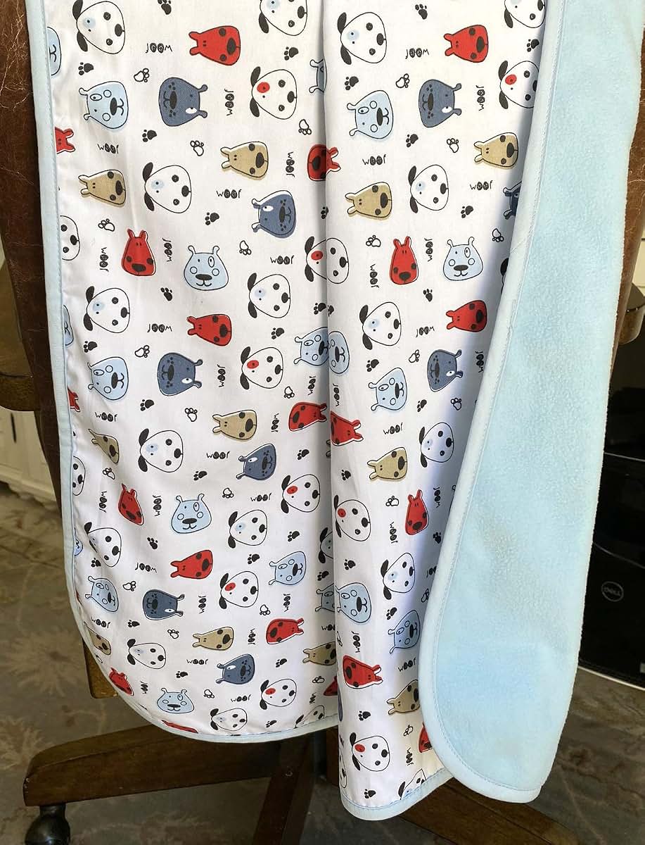 effe bebe Dizzy Doggie Cotton Fleece Baby Blanket (Light Blue) 30"x40" (photo 2)