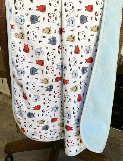 effe bebe Dizzy Doggie Cotton Fleece Baby Blanket (Light Blue) 30"x40" (photo 2)