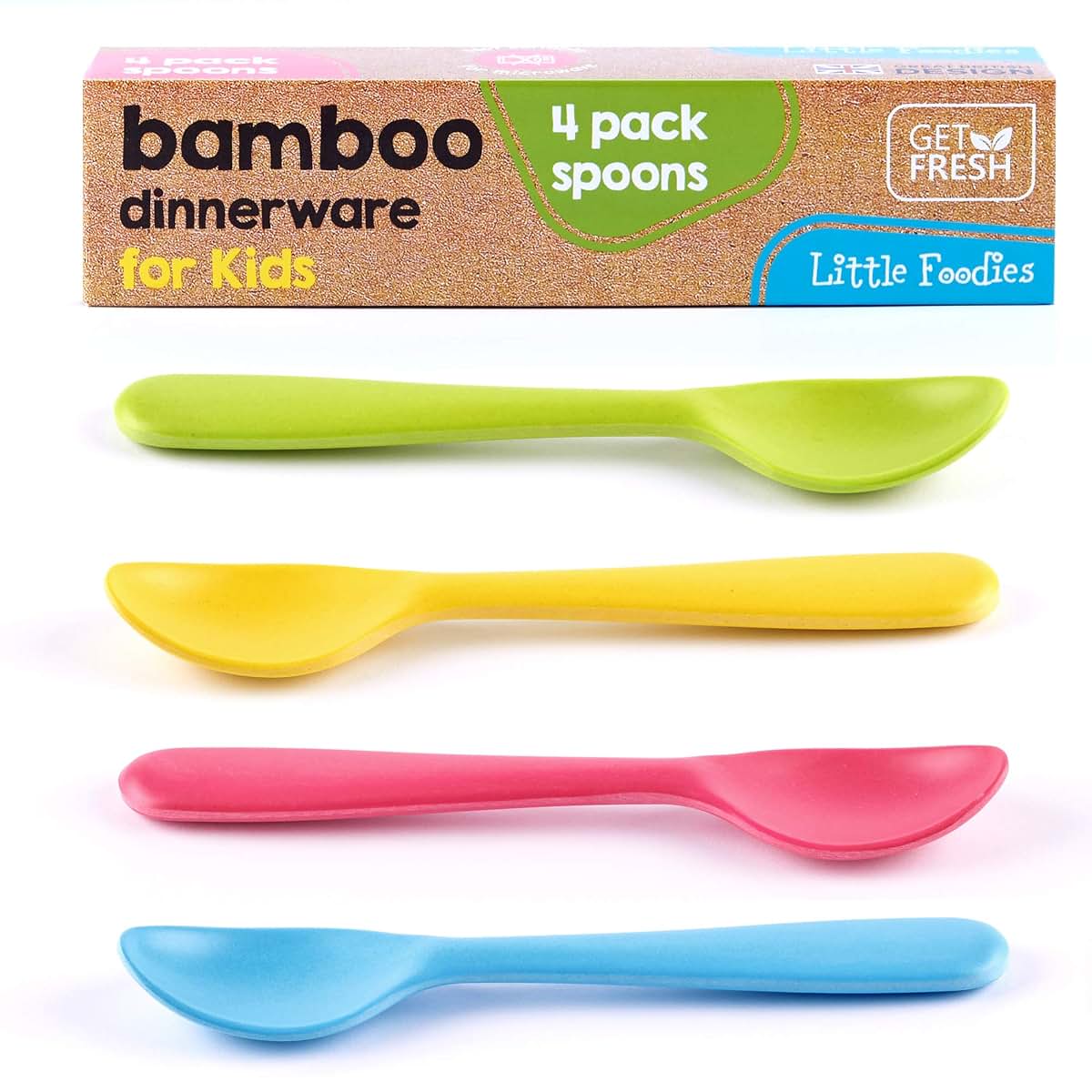Get Fresh Bamboo Kids Spoons Set 4-Pack Reusable