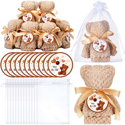 Mindsoft 24 Sets Baby Shower Favor Set Coral Fleece Bear Towels