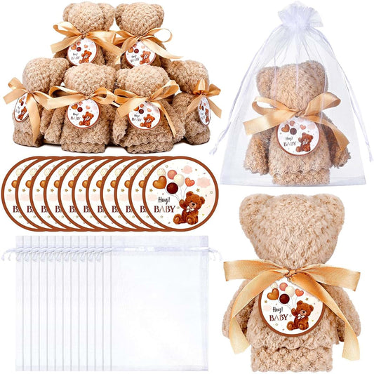 Mindsoft 24 Sets Baby Shower Favor Set Coral Fleece Bear Towels