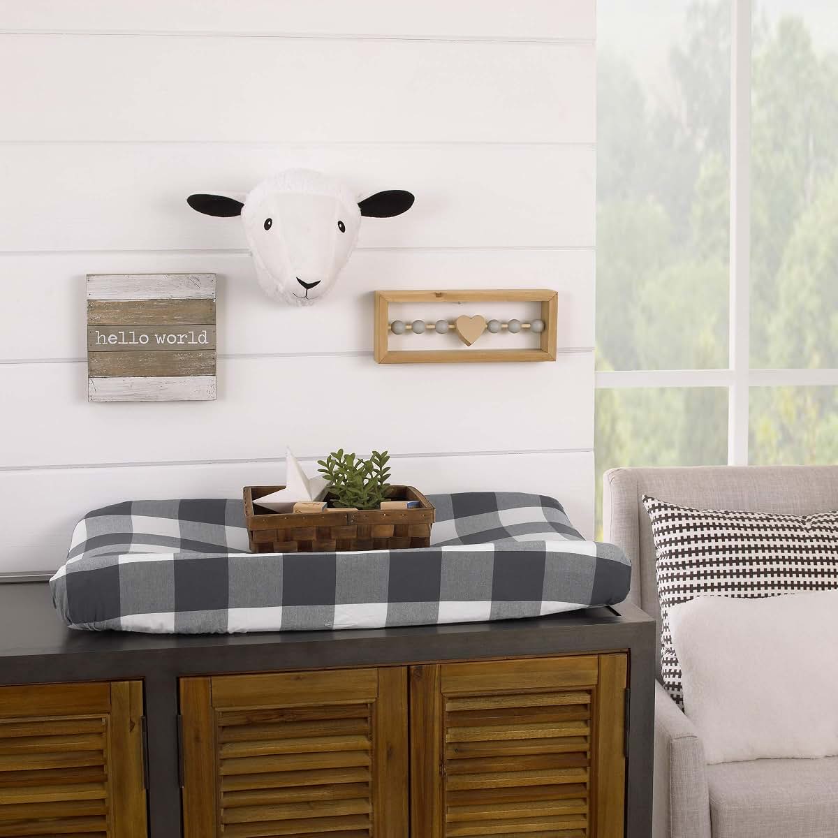 Nojo Plush Fleece Sheep Head Wall Decor for Nursery or Child's Room