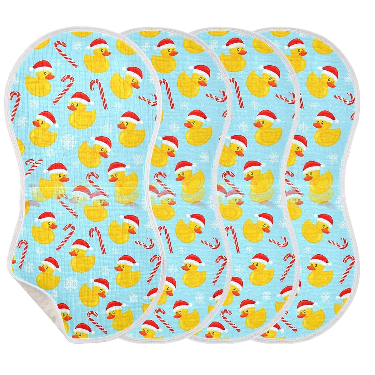 BabyOneStop Muslin Cotton Burp Cloths Set, Yellow Rubber Ducks Pattern