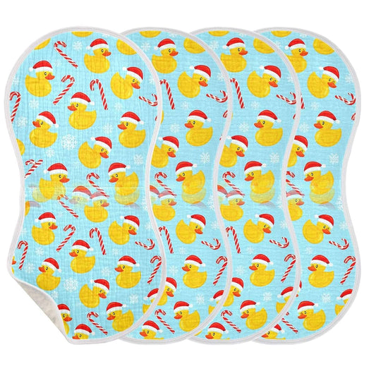 BabyOneStop Muslin Cotton Burp Cloths Set, Yellow Rubber Ducks Pattern