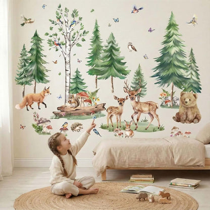Amimagen Forest Animals Wall Decals for Kids Nursery Peel and Stick Removable Vinyl Stickers