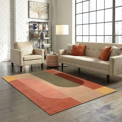 TIMOILU 4x5 Boho Geometric Area Rug, Faux Cashmere Low Pile Rectangle for Bedroom and Playroom