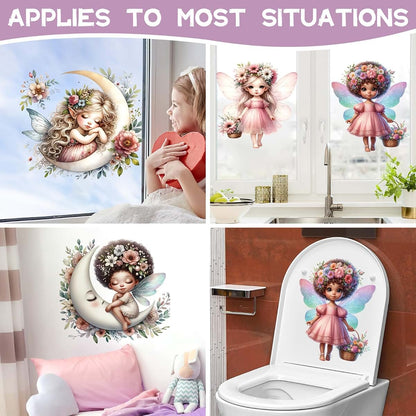 Drwssr Pink Butterfly Girl Wall Decals With Flower Fairy Designs