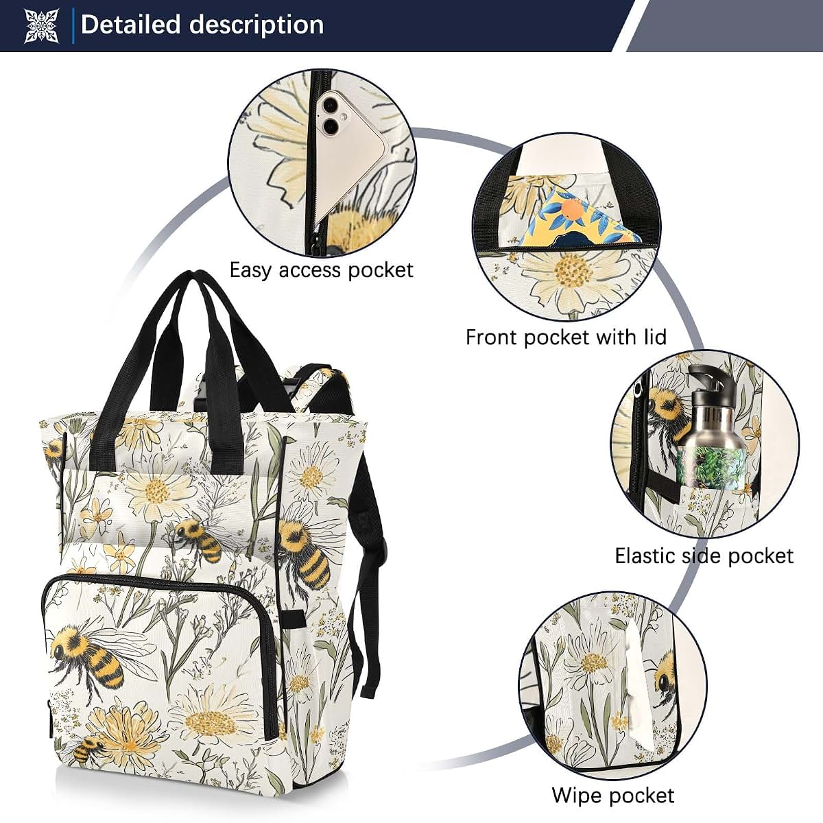 Bolaz Multifunction Diaper Bag Backpack Tote for Baby Essentials Travel