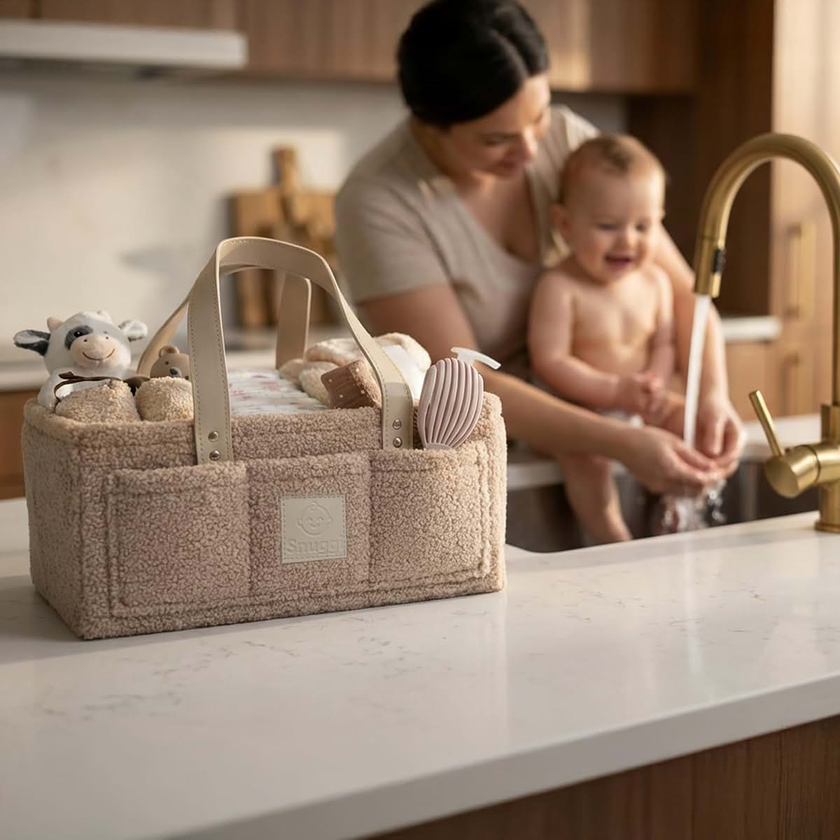 Snuggi Baby Diaper Caddy Organizer–Includes Toiletry Bag, Baby Essentials, Nursery Storage Basket, Portable Diaper (photo 4)