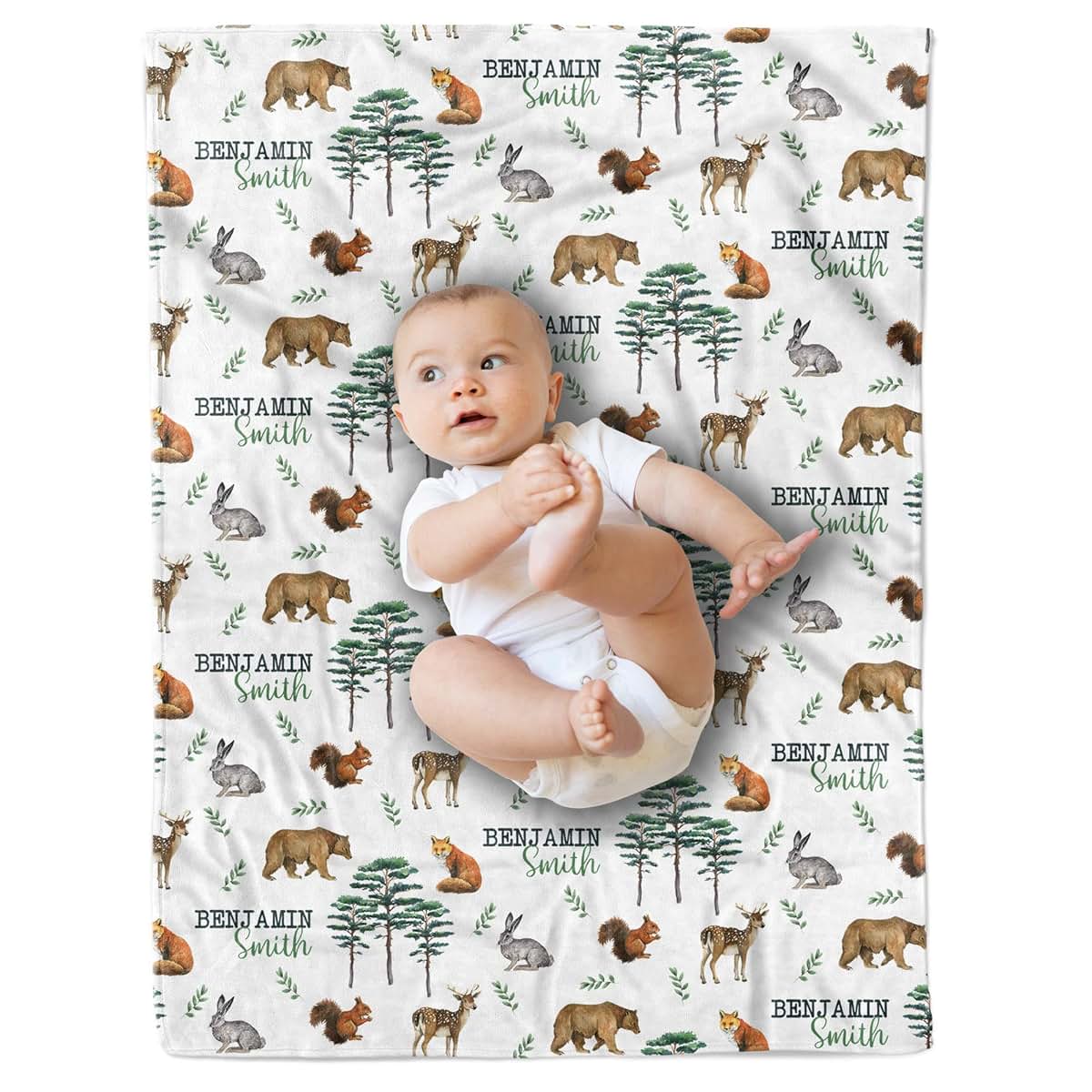 Arteaga Customized Woodland Theme Baby Blanket for Boys (photo 2)