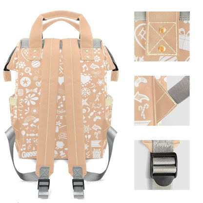 YallLocoMo Custom Name Diaper Bag Backpack Gift Light Orange Heart Multifunction Travel Backpack Nappy Bag Daypack for (photo 4)