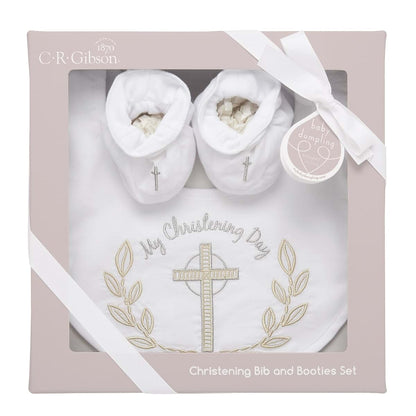 C.R. Gibson Baby Bib And Booties Christening Gift Set, 3-Piece