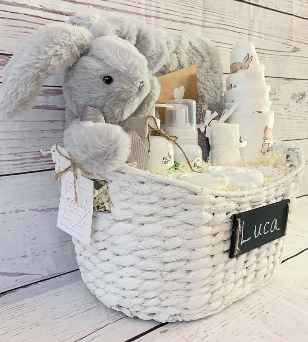 Skye Rose Naturals Deluxe Organic Bunny Baby Gift Basket Neutral, 3 Months (photo 3)