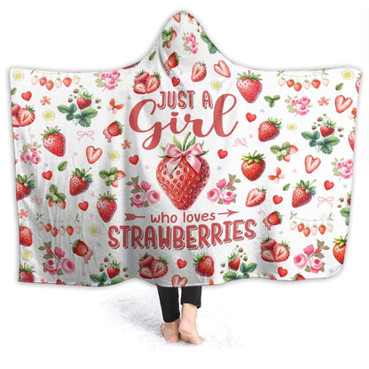 Xvx-Boom Strawberry Hooded Blanket 60"x80" Flannel