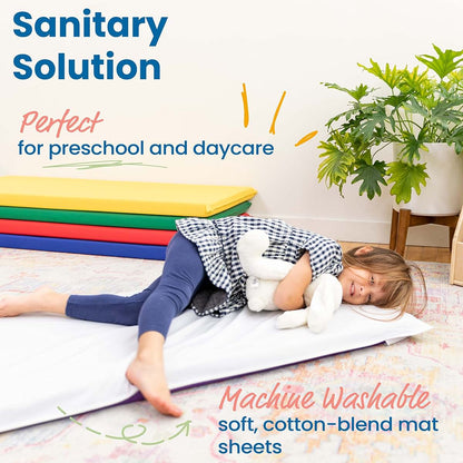 ECR4Kids Fitted Rest Mat Sheet, Machine-Washable, 10-Pack, White