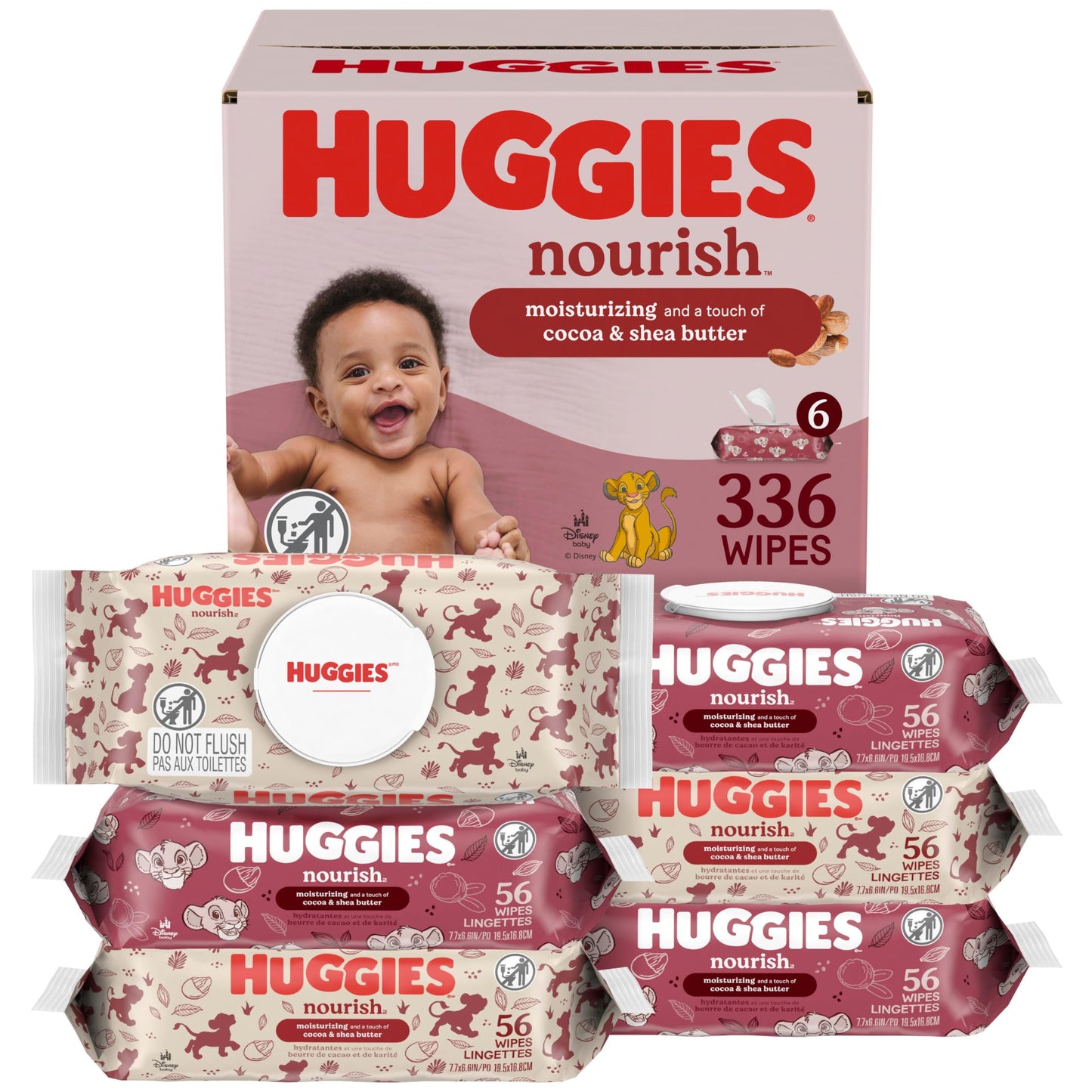 Huggies Nourish Scented Baby Wipes 6 Pack