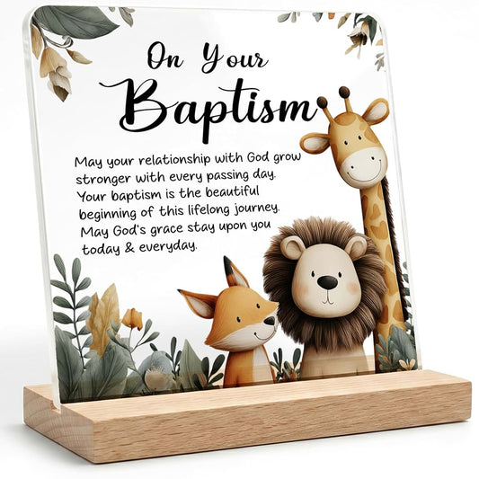 Mindbria Christian Baptism Desk Decor Gifts for Newborn,On Your Baptism Acrylic Sign