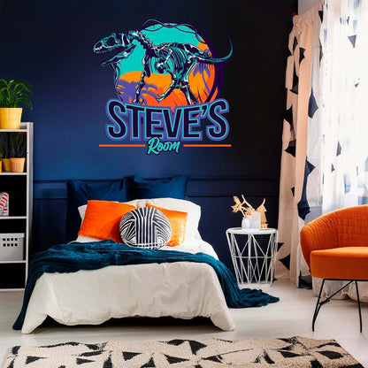 AdesiivoStudio Custom Name Dinosaur Wall Decal With T-Rex Design
