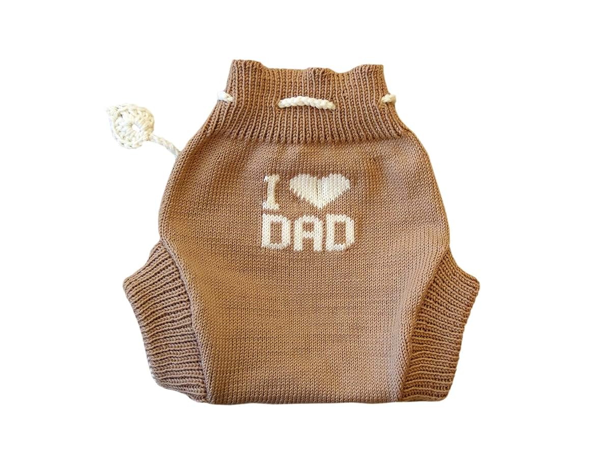 tevirP 100% merino wool baby knitted soaker diaper cover (S, Brown-Natural white)