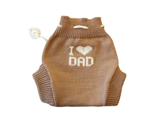 tevirP 100% merino wool baby knitted soaker diaper cover (S, Brown-Natural white)