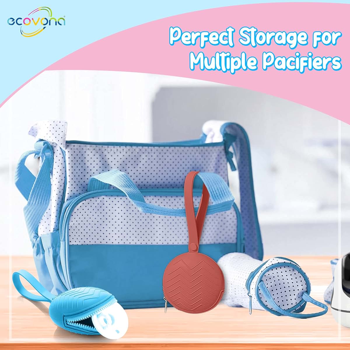 Ecovona Silicone Pacifier Holder Case In Mauve (photo 4)