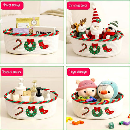 BabyOneStop Cotton Rope Gift Basket with Wrapping Set, Hidden Handles, 14x10x5