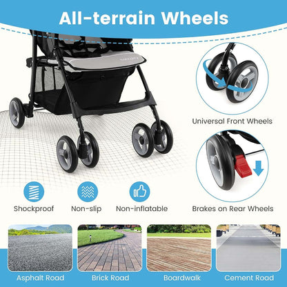 Lightweight Compact Travel Stroller for Toddlers with Adjustable Backrest