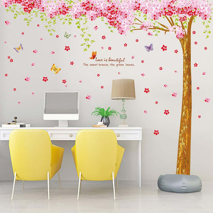 Amaonm Cherry Blossom Tree Wall Decal with Butterflies, Removable PVC Stickers, 12 Sheets