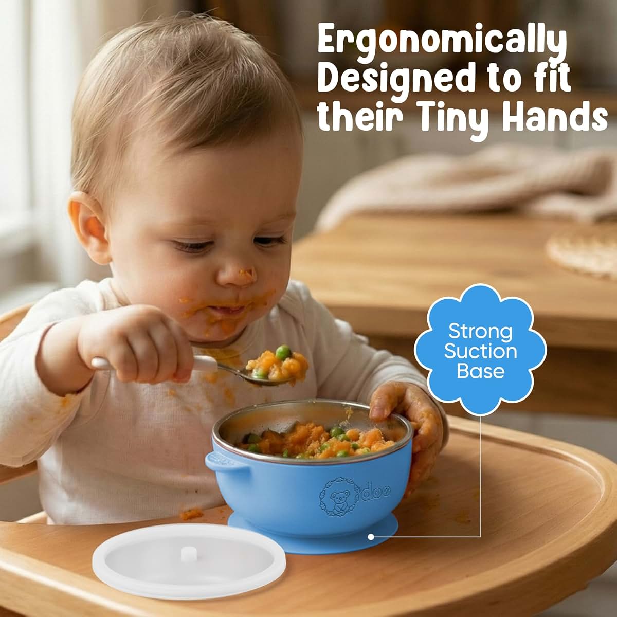 o'doe Stainless Steel Baby Suction Bowls with Lids (photo 2)