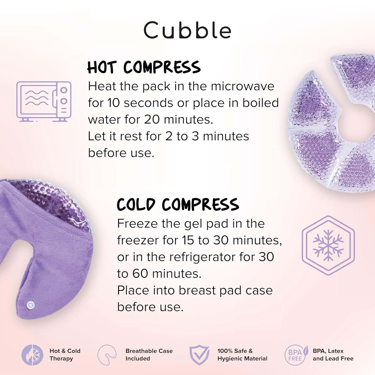Cubble Hot And Cold Reusable Gel Breast Therapy Pads In Purple