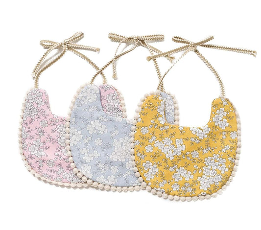 GZMM Baby Bib for Girls,Reversible Waterproof Handmade Natural Cotton Baby Drool Bib 0-12 Months 3 Pack