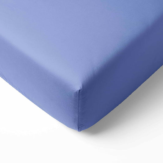 Bacati - Solid 100% Cotton Percale Universal Baby US Standard Crib or Toddler Bed Fitted Sheets (Blue)