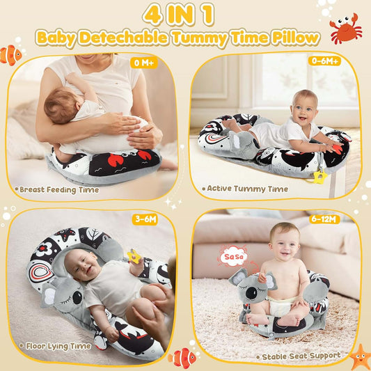 Urmywo 4-in-1 Tummy Time Mat and Sit-Me-Up Floor Seat