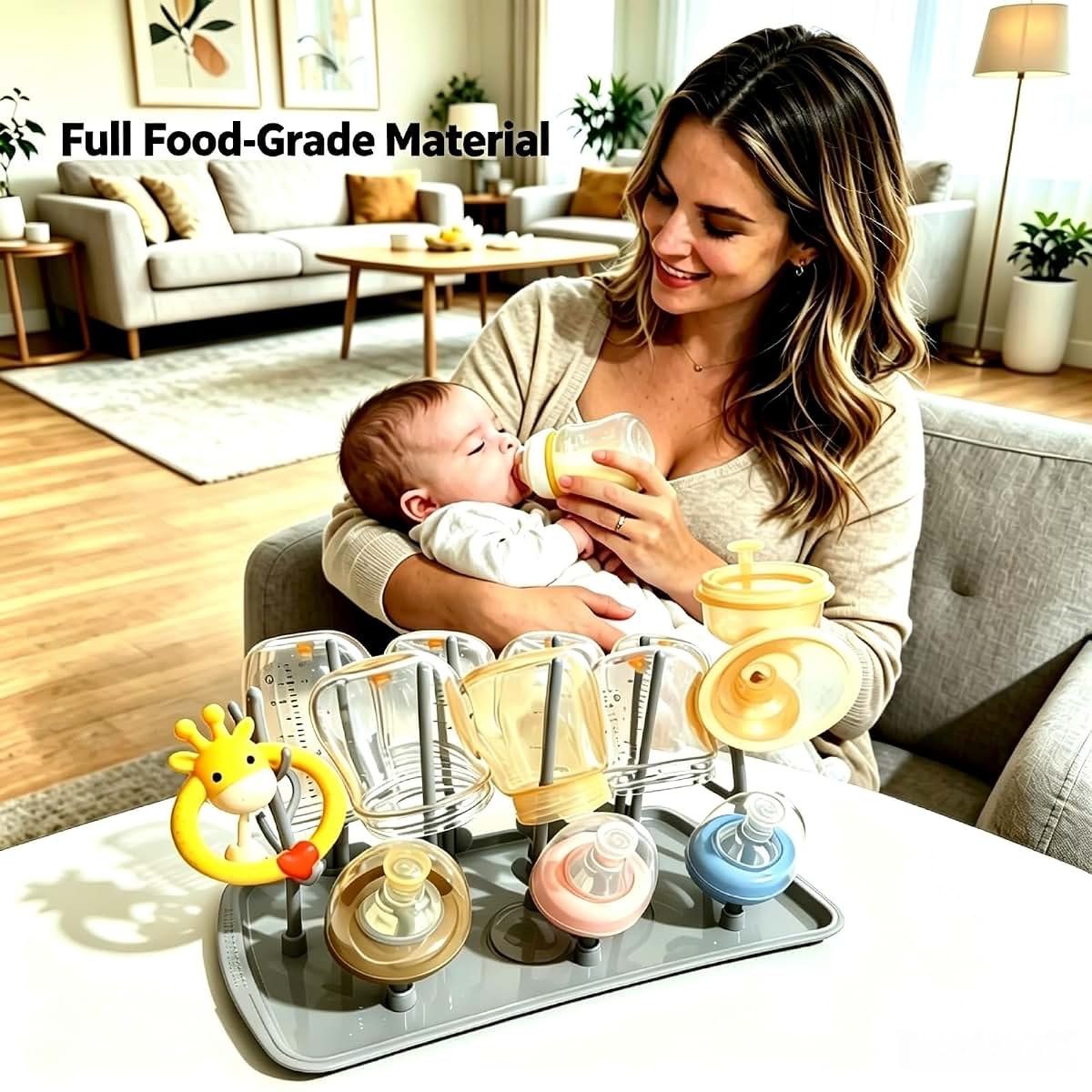 Ai.sbabamama Baby Bottle Drying Rack: Large Vertical Space Saving Holder (photo 2)