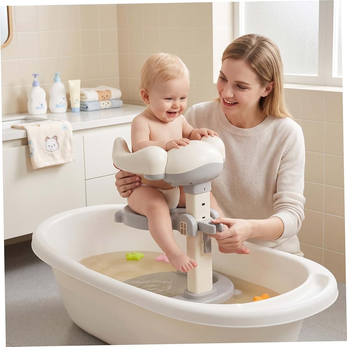 Bemonew Baby Shower Stand, Sturdy Bath Support, Gray, Fit (photo 4)
