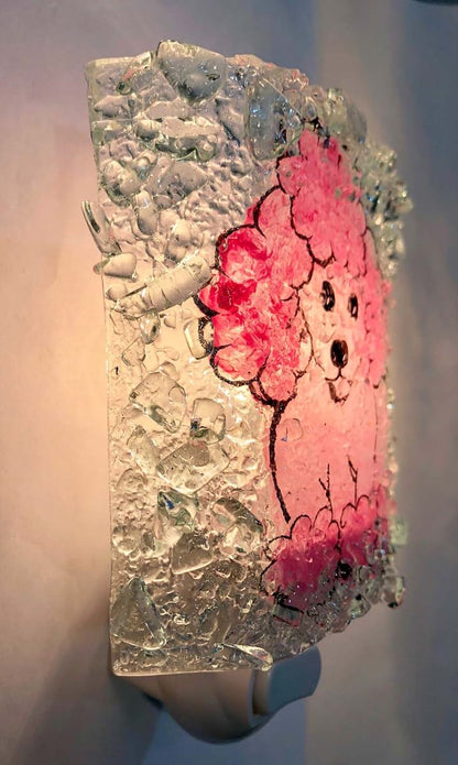 Reborn Glass Night Light Recycled Bottle Glass Pink Poodle (photo 2)