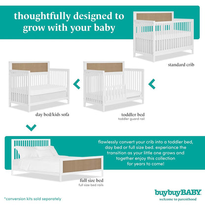 Evolur Byron 5-in-1 Convertible Full-Size Baby Crib in White and Chestnut (photo 4)