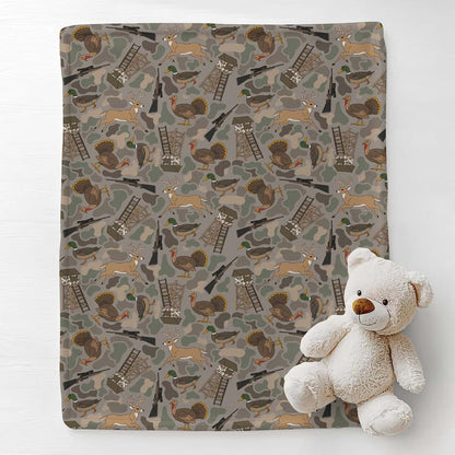 Cstdyfrv Vintage Hunting Animals Baby Blanket, Flannel Swaddling Wrap, 40x50 Inch