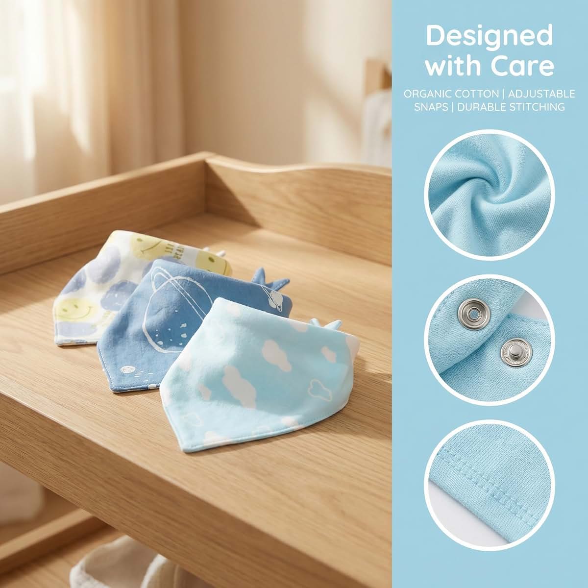 MMGGFQ Soft Cotton Bandana Bibs, Absorbent Triangular Drool Bibs for Newborns Adjustable Ruffle Feeding Bibs for (photo 3)