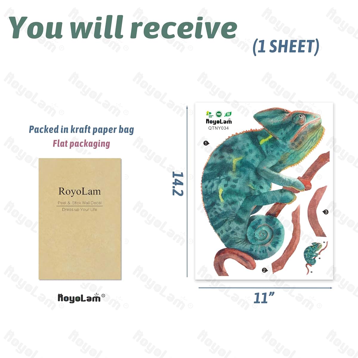 Chameleon Animal Wall Decal Sticker for Nursery Decor | Removable PVC Art