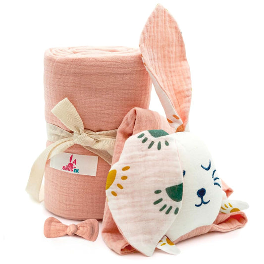 Snugek Muslin Swaddle Blanket and Lovey Set, 100% Cotton