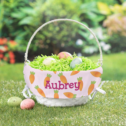 Personalized Planet Personalized Easter Egg Basket for Girl with Handle and Custom Name | Carrot Easter Basket Liners