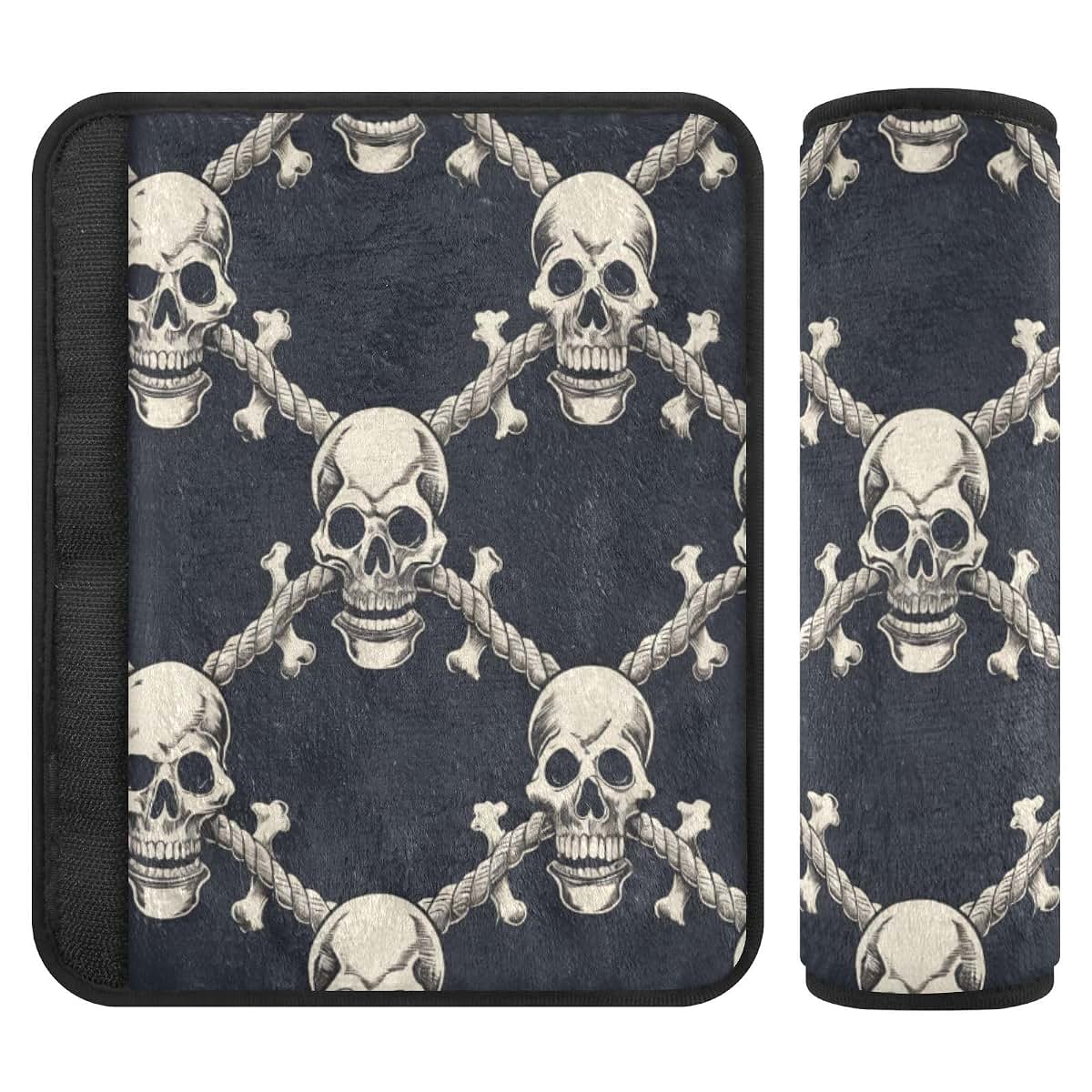 Vdsrup Seat Belt Covers 2 Pack Skull Crossbones Car Seat Strap Covers Flannelette Cotton