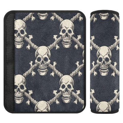Vdsrup Seat Belt Covers 2 Pack Skull Crossbones Car Seat Strap Covers Flannelette Cotton